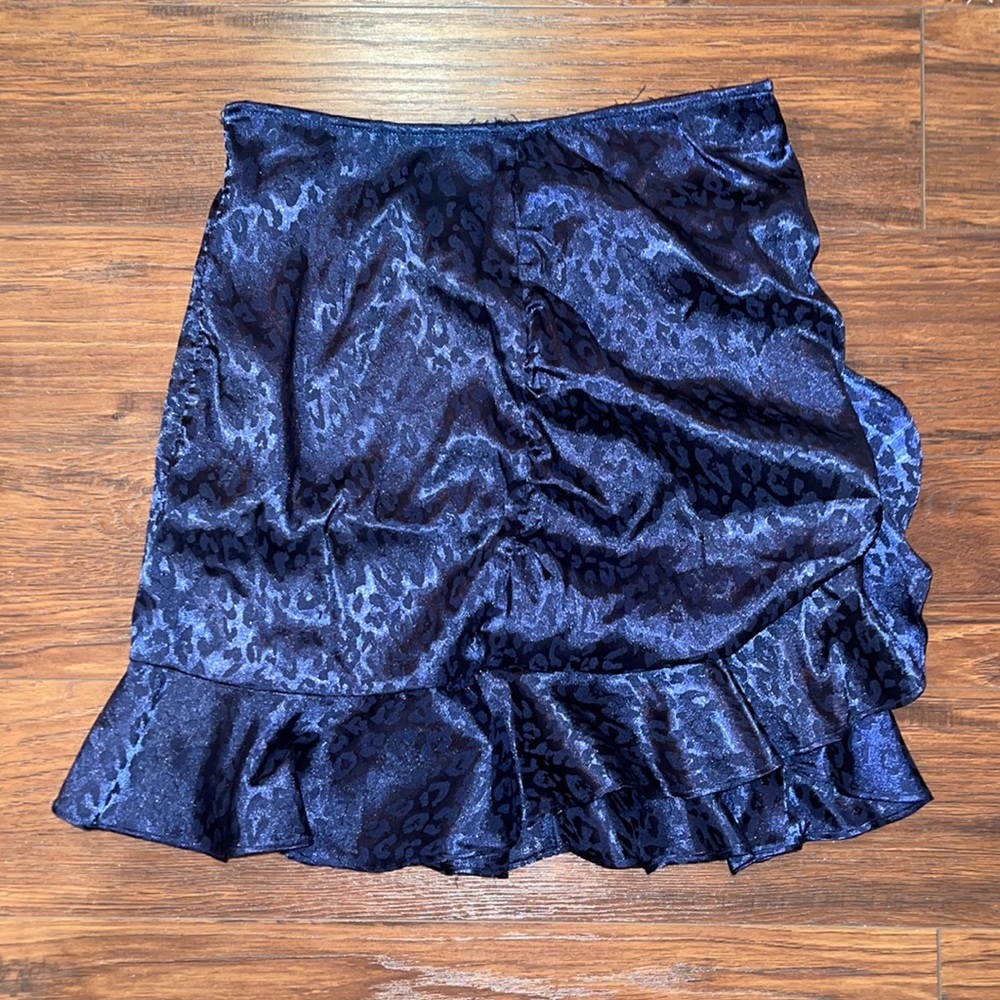 Aqua ruched silky skirt